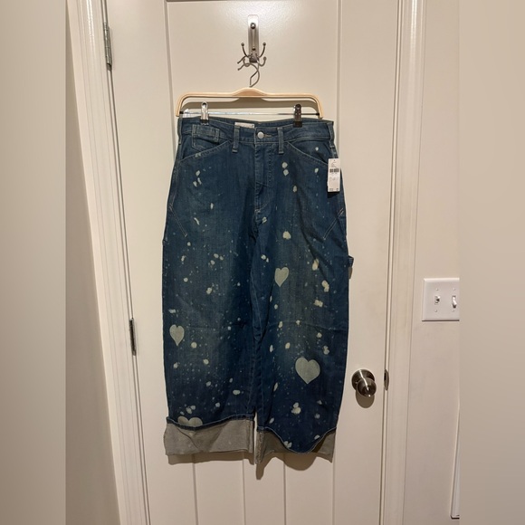 Anthropologie The Kayden Barrel Carpenter Jeans by Pilcro 27 Heart Dust Wash NWT - Picture 4 of 7